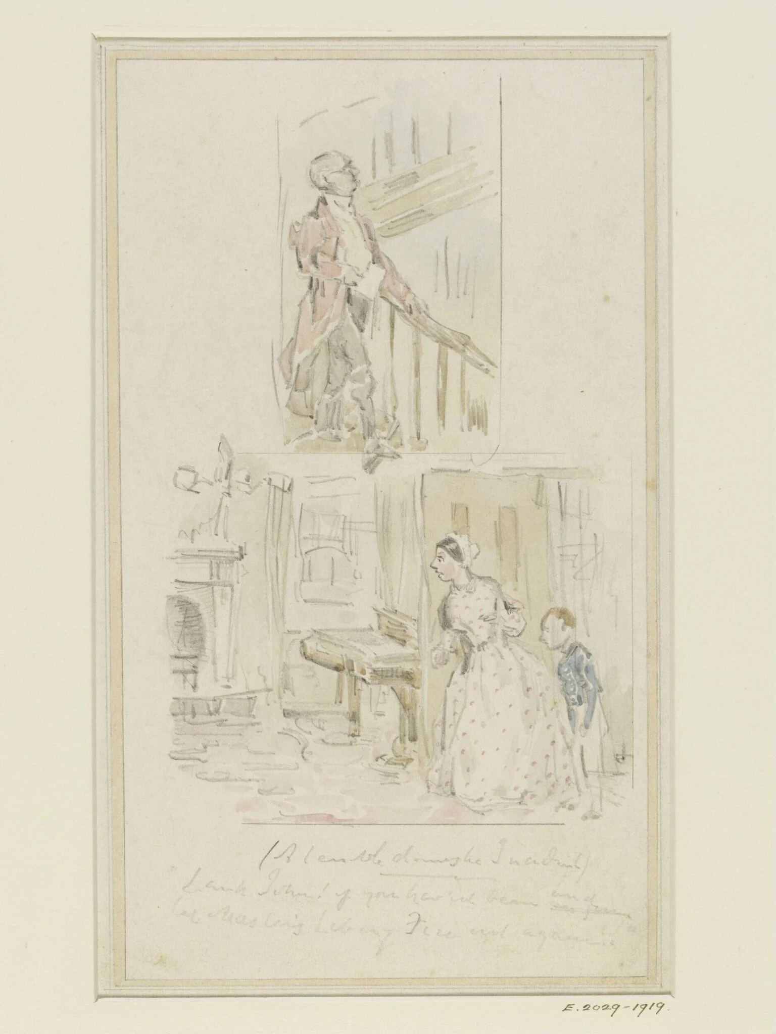 Two sketches for book illustrations, detail