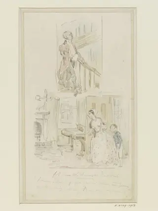Two sketches for book illustrations, by John Leech, 1817