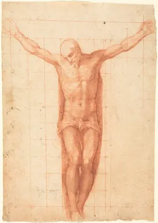 Christ on the Cross, by Girolamo Muziano, chalk, 1560