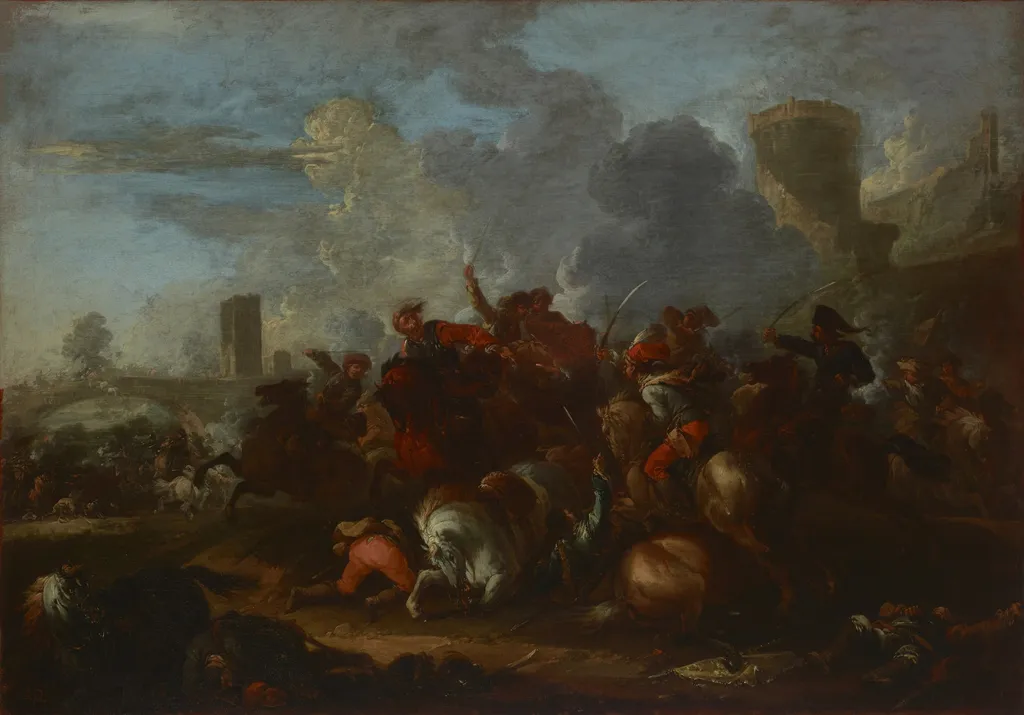 Encounter, by August Querfurt, oil, 1738