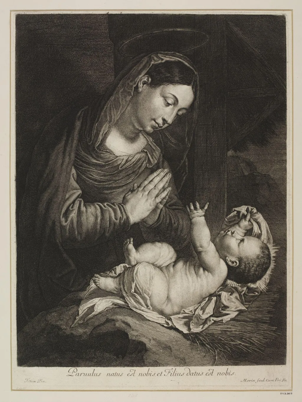 The Virgin adoring the Infant Jesus, by Jean Morin, 1650