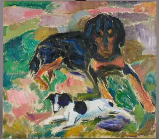 Large and Small Dog, by Edvard Munch, oil, 1911