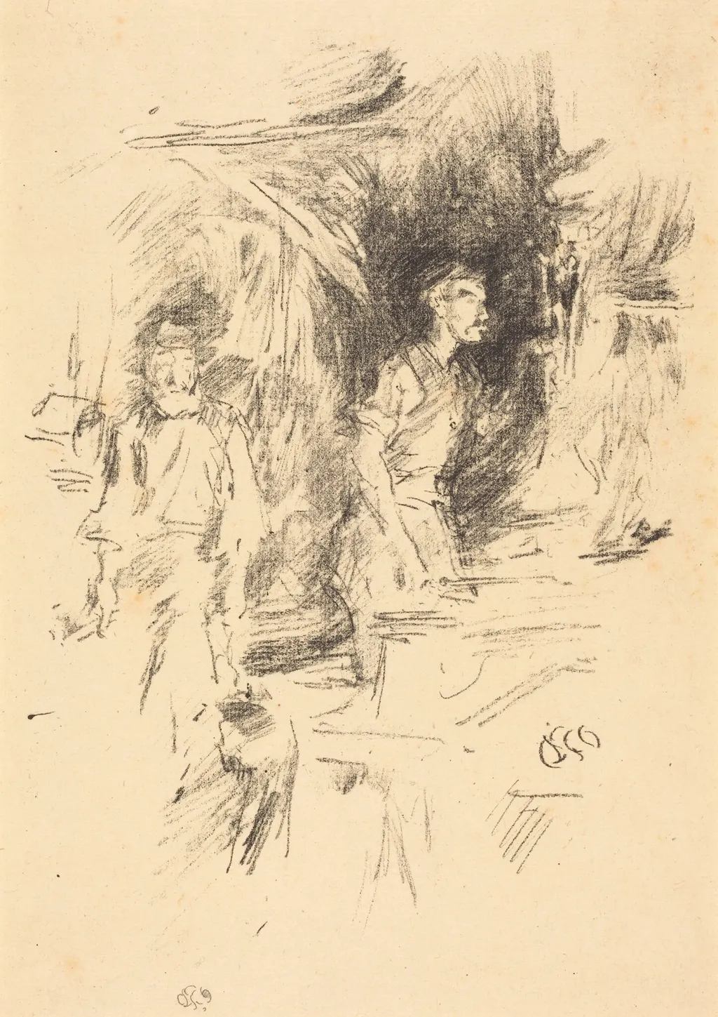 The Old Smith's Story, by James McNeill Whistler, ink, 1895