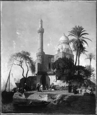Landscape with Mosque, by Prosper Marilhat, oil