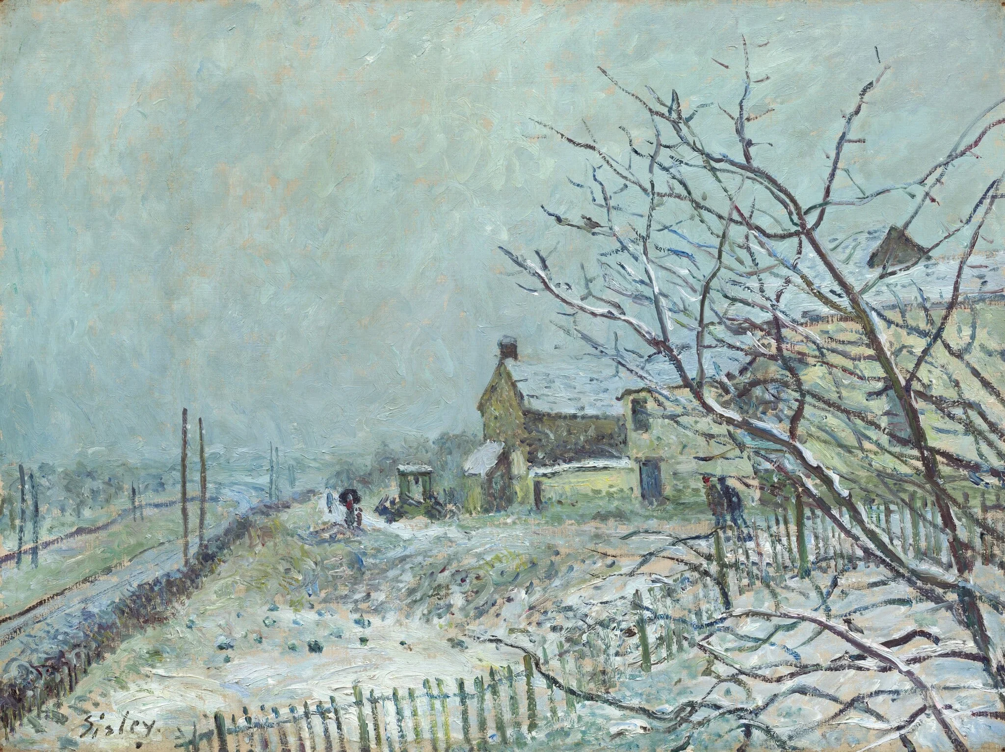 First Snow at Veneux-Nadon, detail