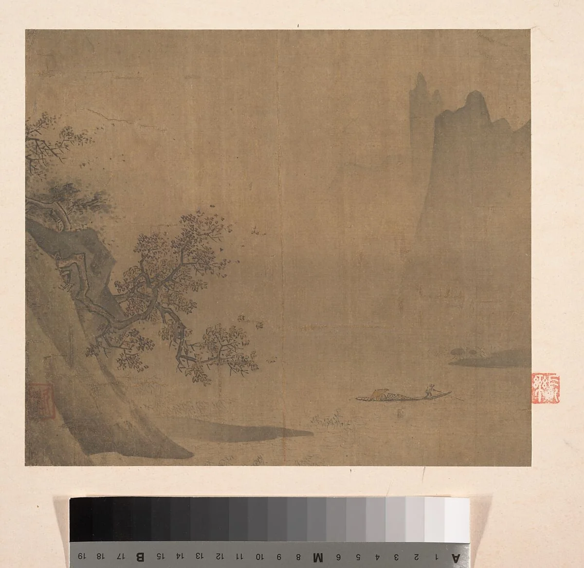 明 佚名 煙雨橫舟圖 冊頁|Rainy Landscape, detail