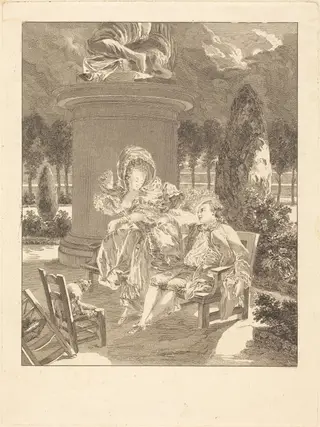 La soiree des Thuileries, by Jean-Baptiste Blaise Simonet, ink, 1774