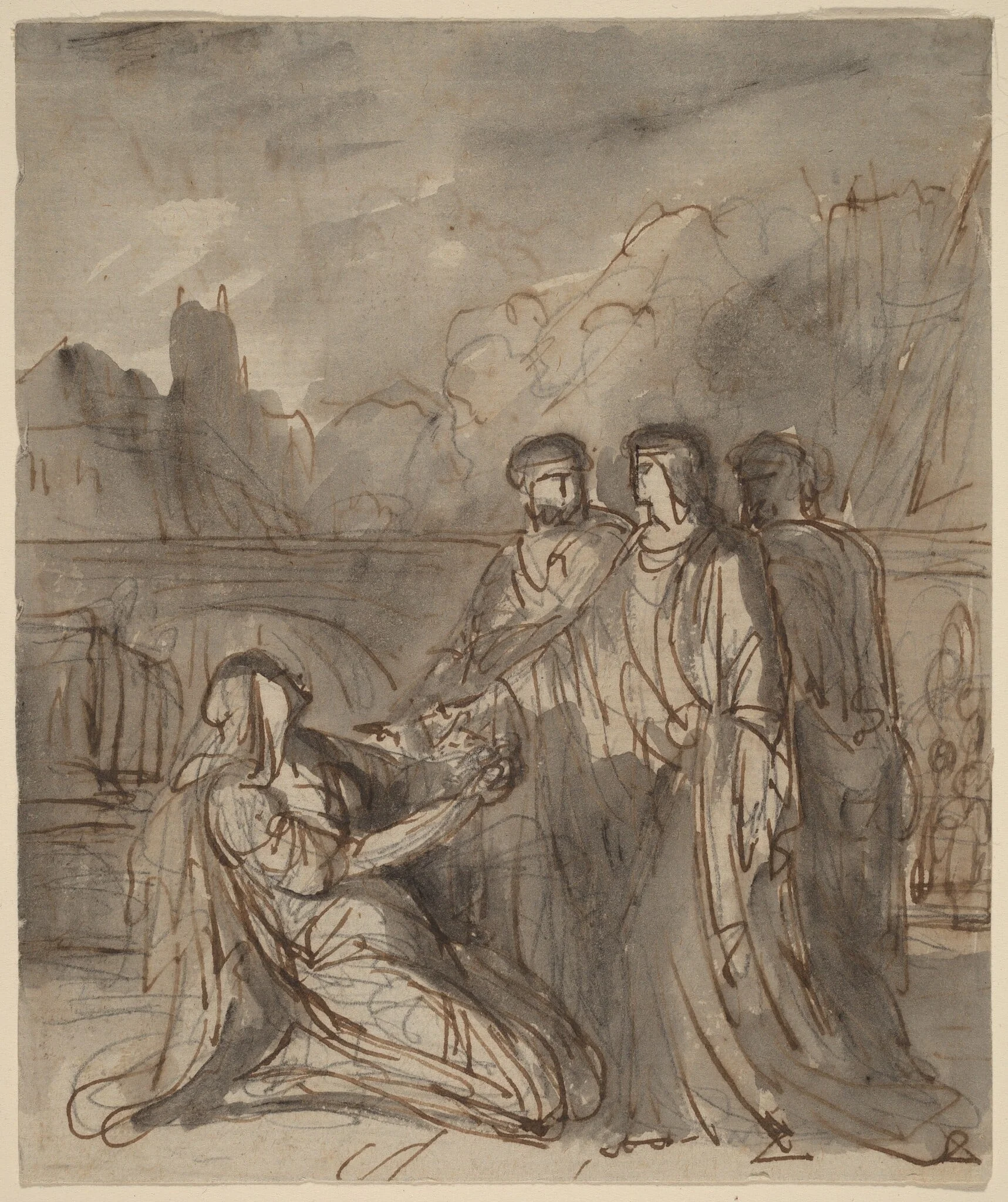 Composition with Four Figures [recto and verso], detail
