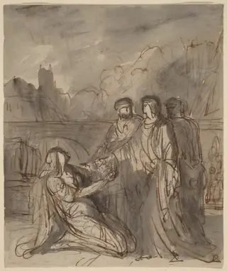 Composition with Four Figures [recto and verso], by Washington Allston, ink, 1805