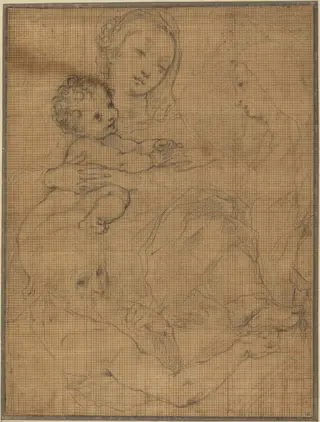 Mystic Marriage of Saint Catherine with Saint Jerome, by Francesco Vanni, chalk, 1586