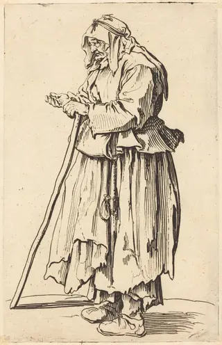 Beggar Woman Receiving Charity, by Jacques Callot, ink, 1622