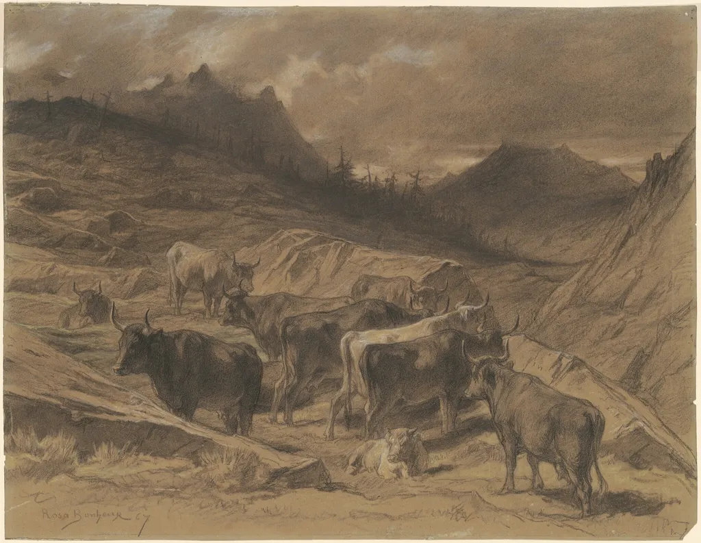 Cattle in the Auvergne, by Rosa Bonheur, pastel, 1867