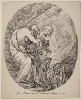 Death with an Old Man, by Stefano Della Bella, ink, 1648