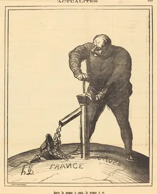 Après la pompe a sang, la pompe à or, by Honoré Daumier, 1871