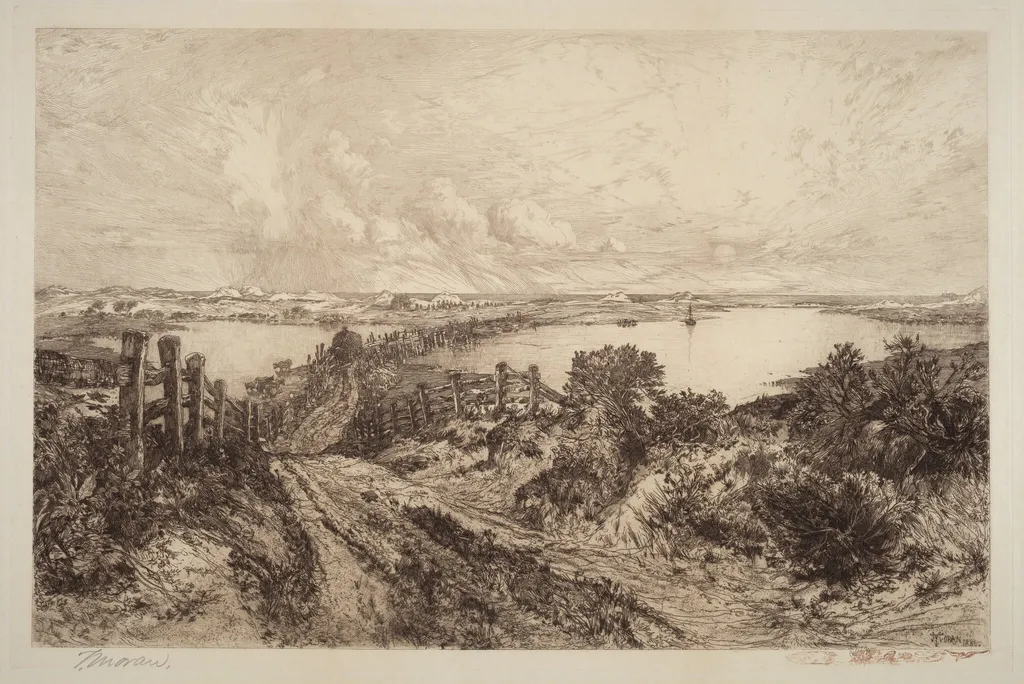 Morning, by Thomas Moran, ink, 1886
