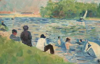 Bathers (Study for "Bathers at Asnières"), by Georges Seurat, oil, 1884