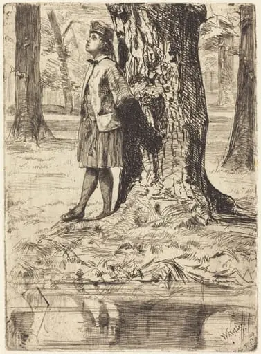 Seymour Standing under a Tree, by James McNeill Whistler, ink, 1859
