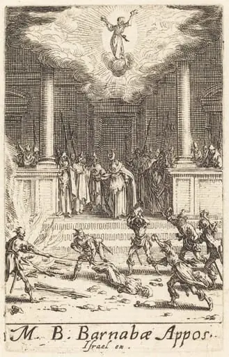 The Martyrdom of Saint Barnabas, by Jacques Callot, ink, 1634