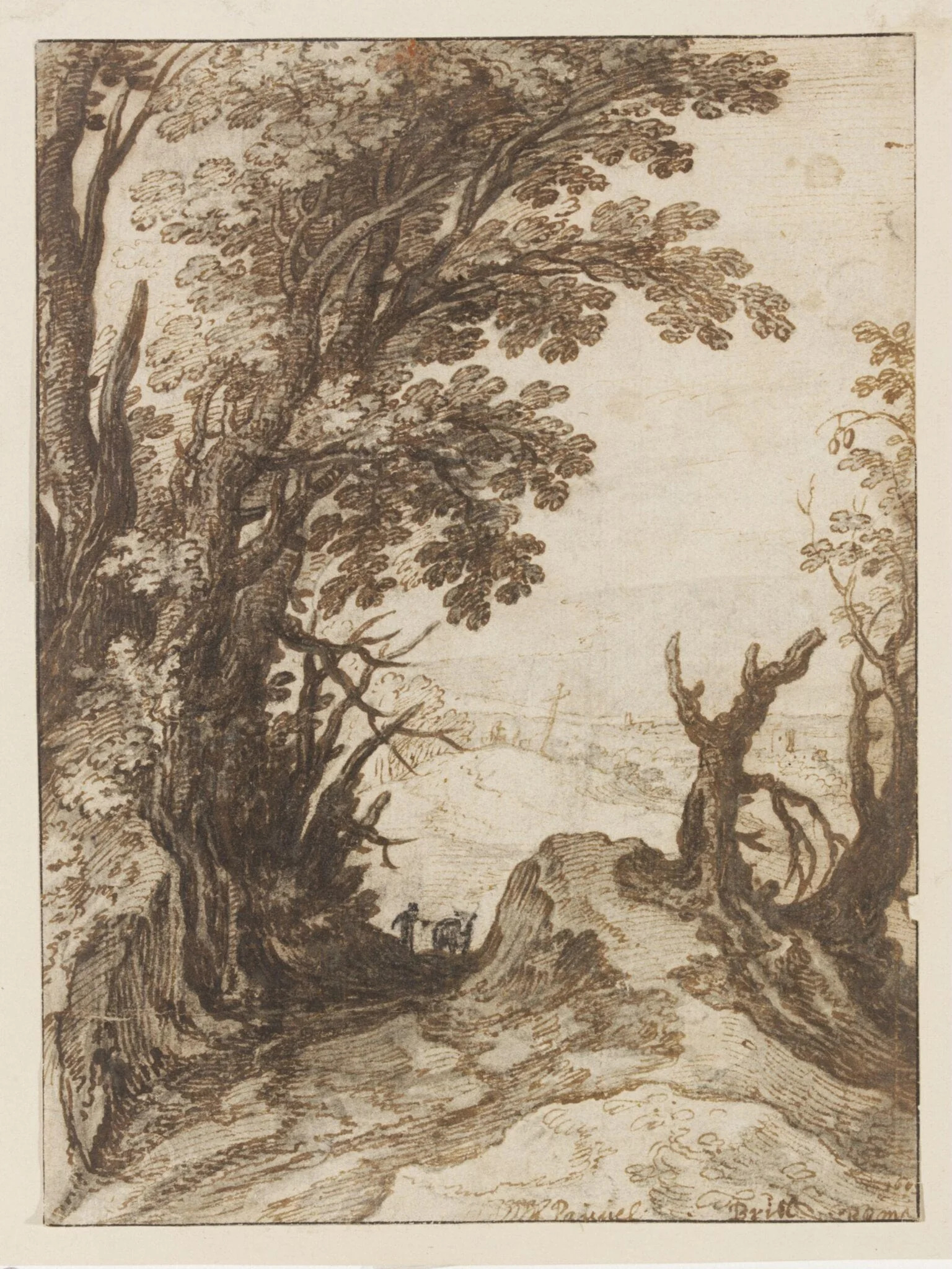 Landscape with a Sunken Road Between Trees Leading Over a Hill, detail