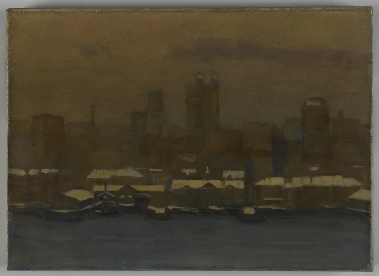 River Front, New York, in Winter, detail