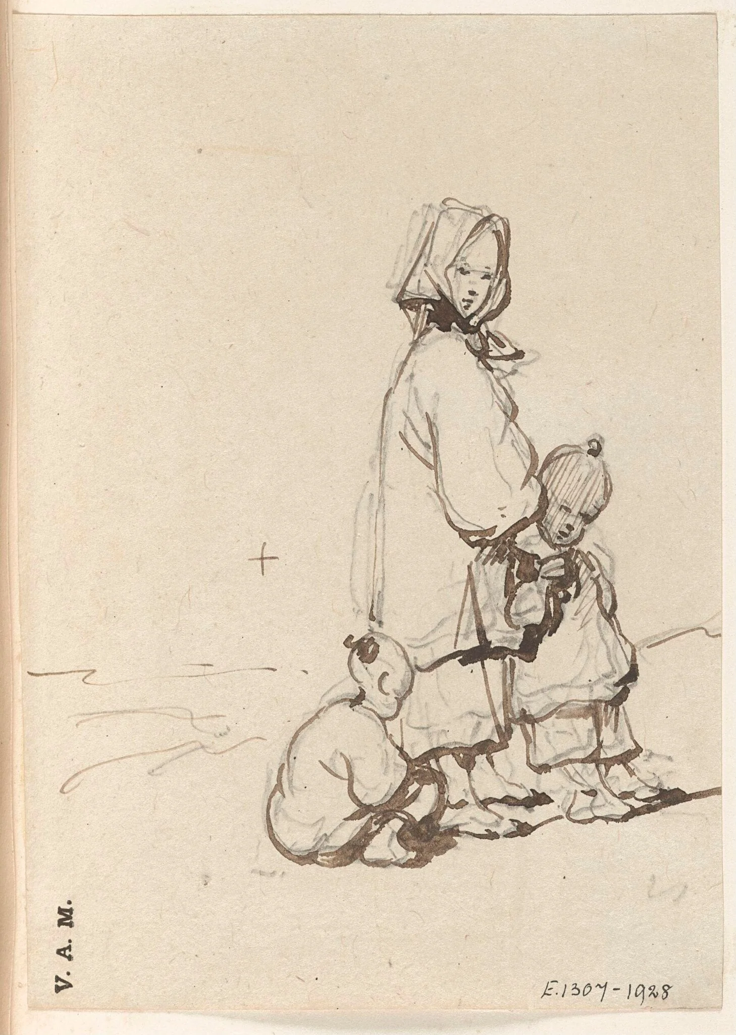 A Macau boatwoman with two children, detail