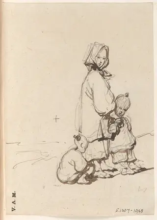 A Macau boatwoman with two children, by George Chinnery, 19