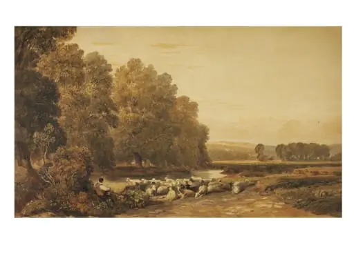 Llug Meadows, near Hereford, by David Cox, watercolor, 1800