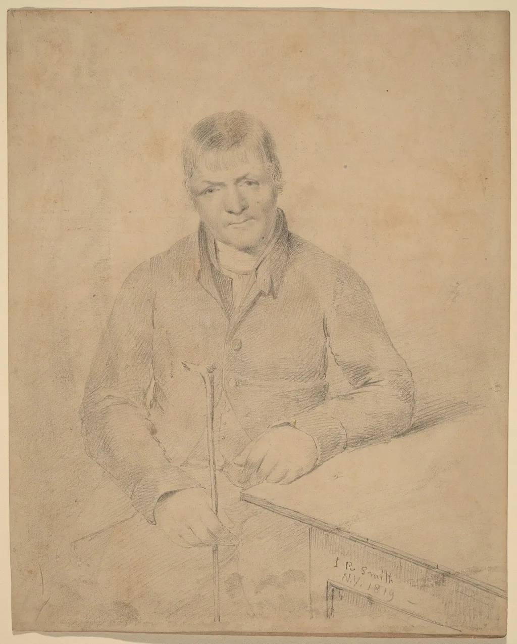 Man Seated at a Table, by John Rubens Smith, graphite, 1819