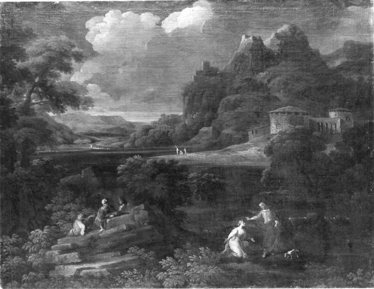 Landschaft mit Christus und Maria Magdalena (Noli me tangere) (Umkreis), detail