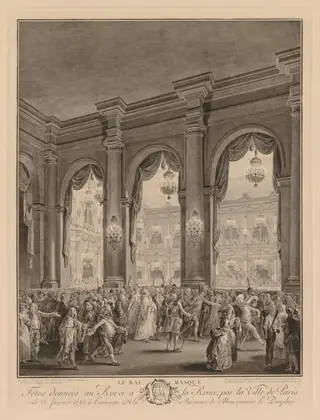 Masked Ball at the Hôtel de Ville, January 23, 1782, by Jean-Michel the Younger Moreau, 1782