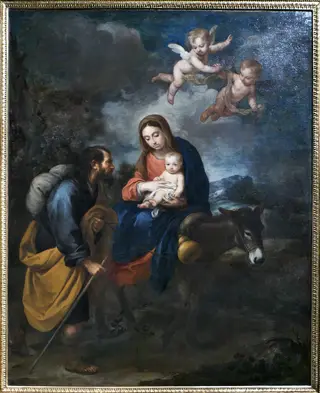 The Flight into Egypt, by Bartolomé Esteban Murillo, oil, 1669