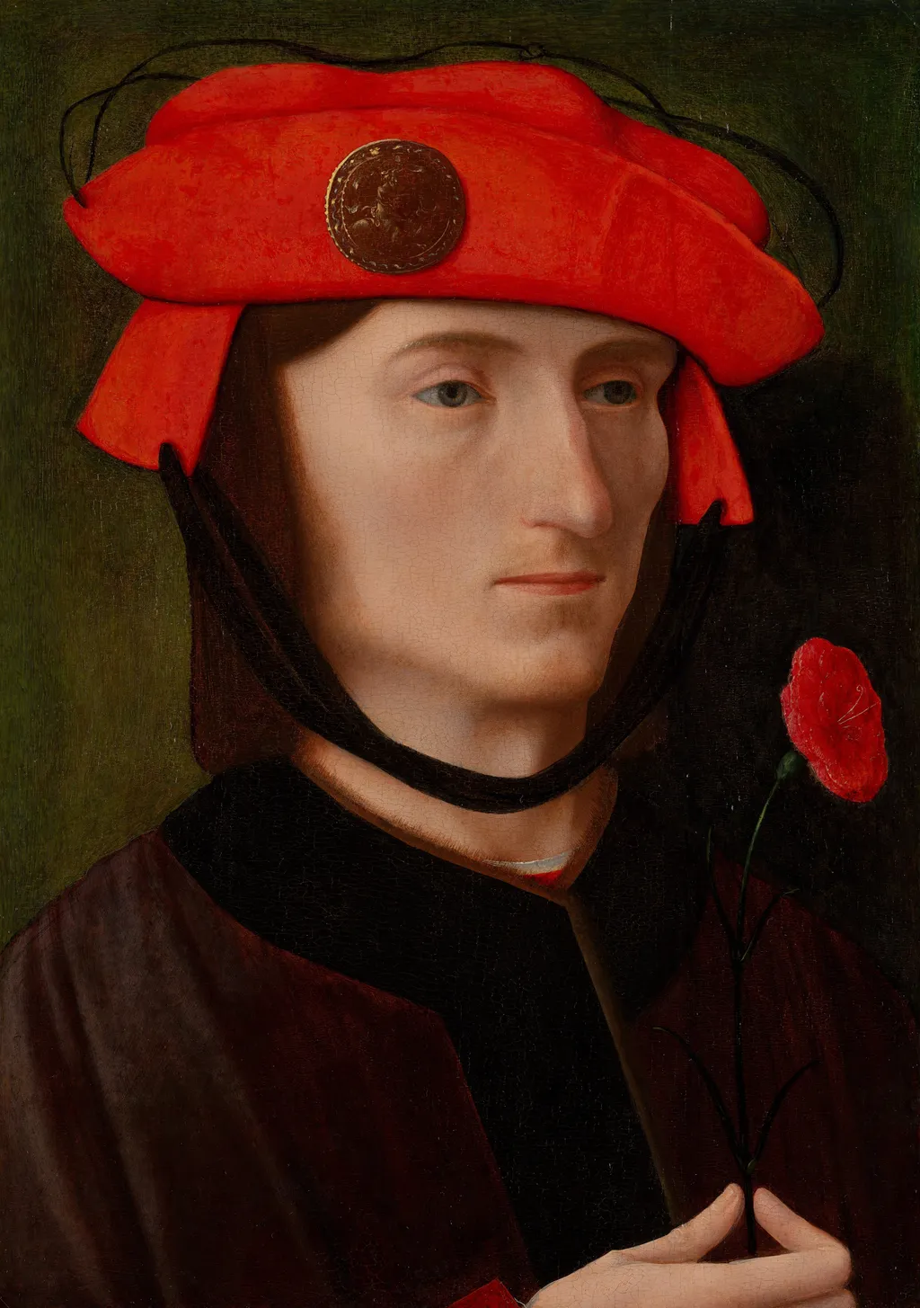 Portrait of a Man with a Samson Medal, by Master of the Brandon Portrait, oil, 1522