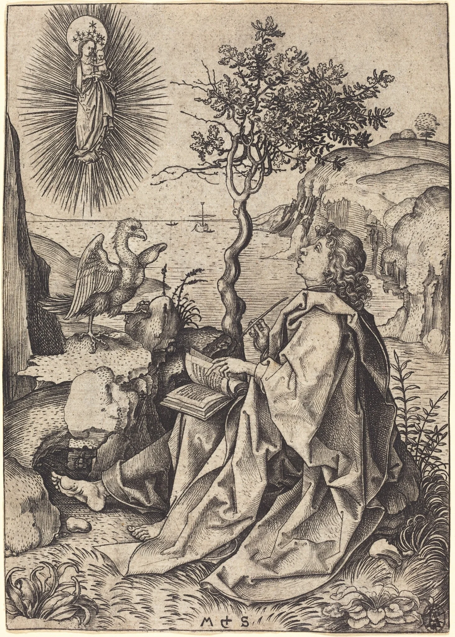 Saint John on Patmos, detail
