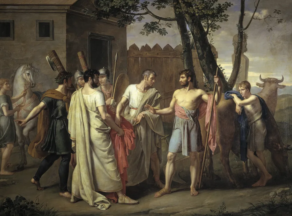Cincinnatus abandons the Plough to dictate Laws to Rome, by Juan Antonio de Ribera, oil, 1806