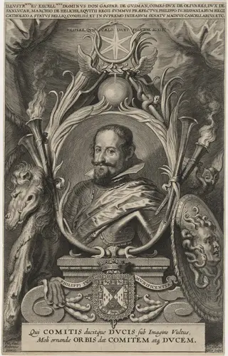 Gaspar de Guzman, Count of Olivares and Duke of San Lucas, by Cornelis Galle I, ink, 1613