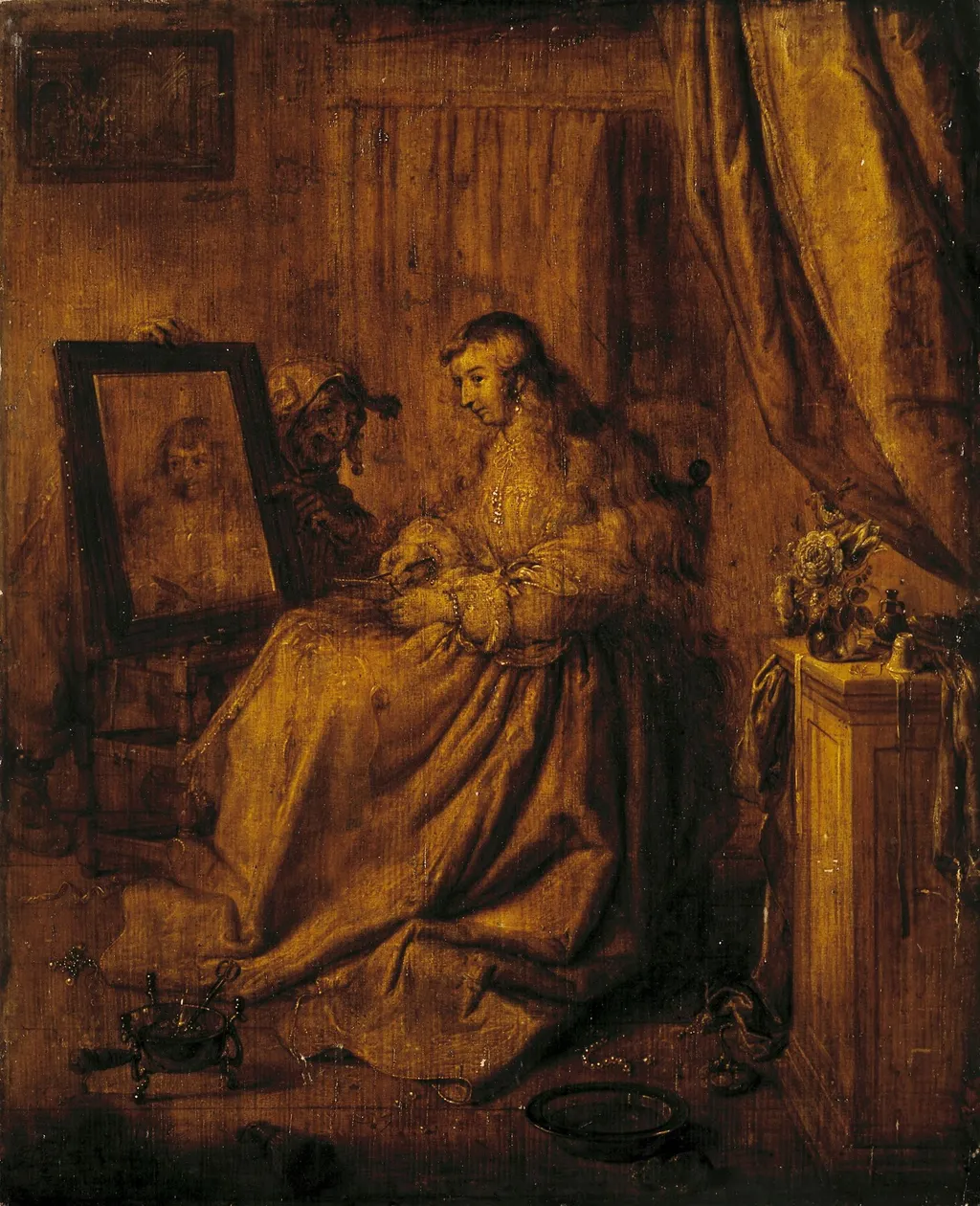 Young Woman in front of a Mirror (Allegory of the Vanity), by Adriaen van de Venne, unspecified, 1630