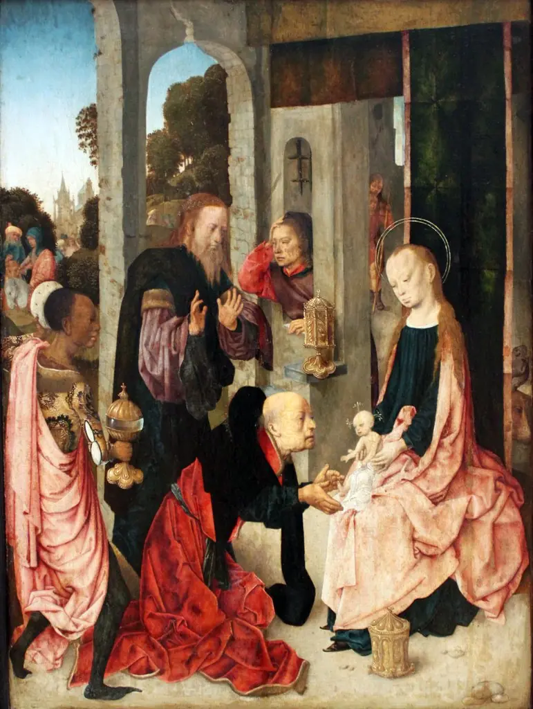 Adoration of the Kings, by Master of the Virgo inter Virgines, oil, 1496