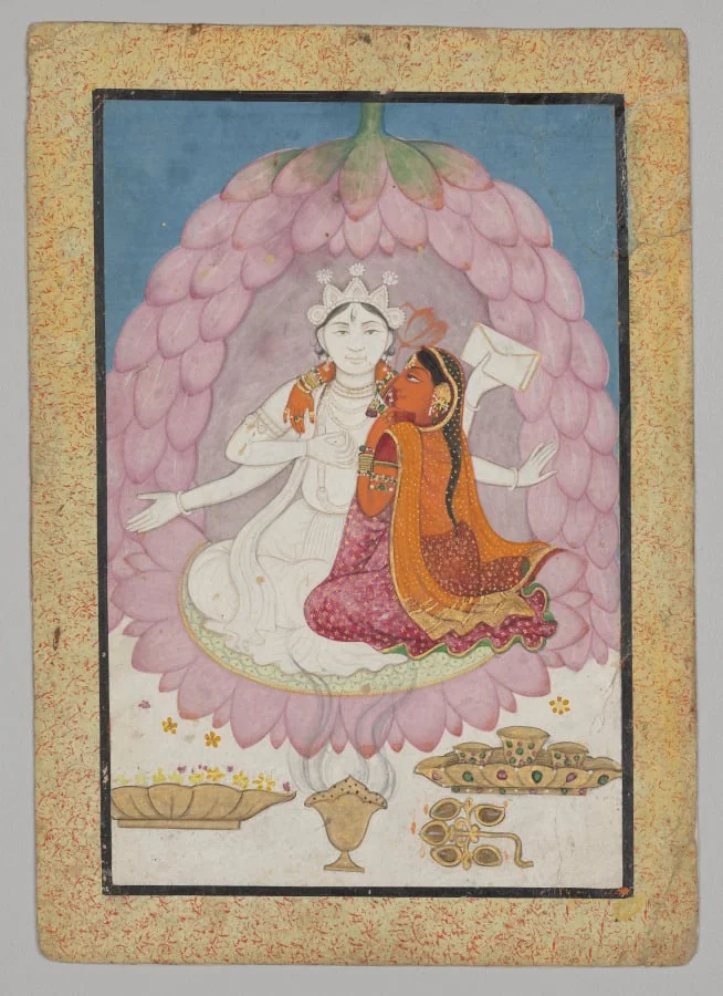 Divine couple seated in a lotus blossom, detail