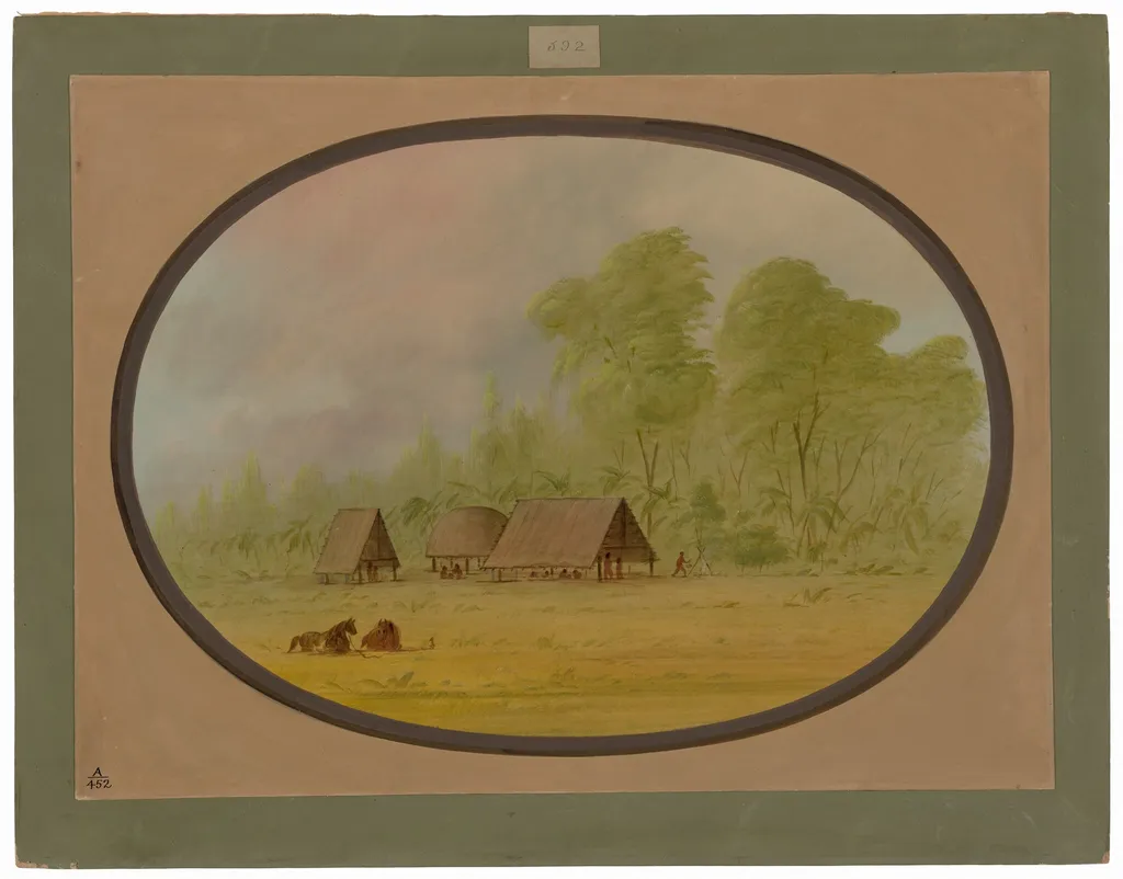 Pacapacurus Village, by George Catlin, oil, 1862