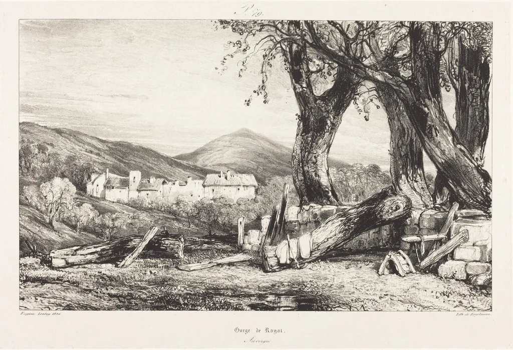 Gorge de Royat, Auvergne, by Eugène Isabey, ink, 1844