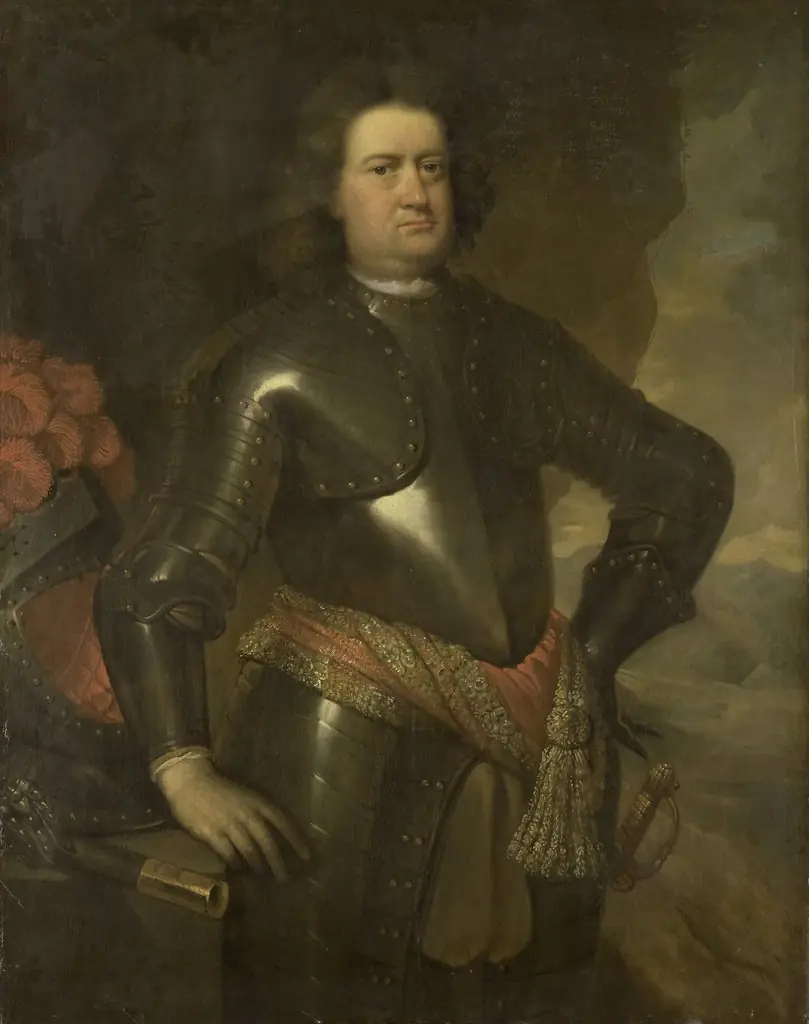 Portrait of an army officer, by Johannes Vollevens, oil, 1700