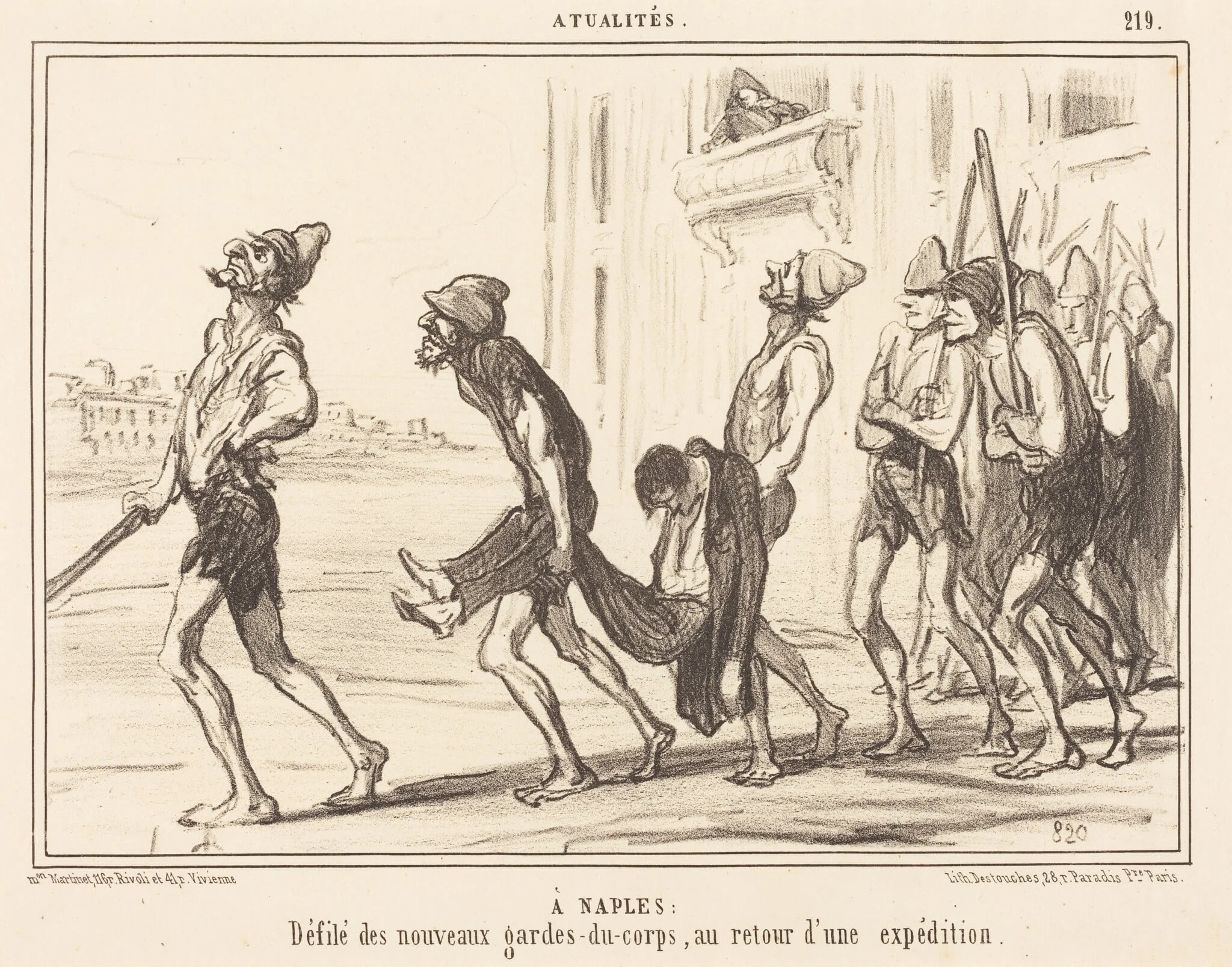 A Naples: Défilé des... gardes-du-corps..., detail