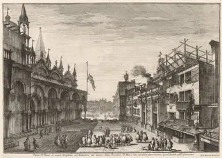 Views of Venice:  Piazzetta S. Basso, by Michele Marieschi, 1741