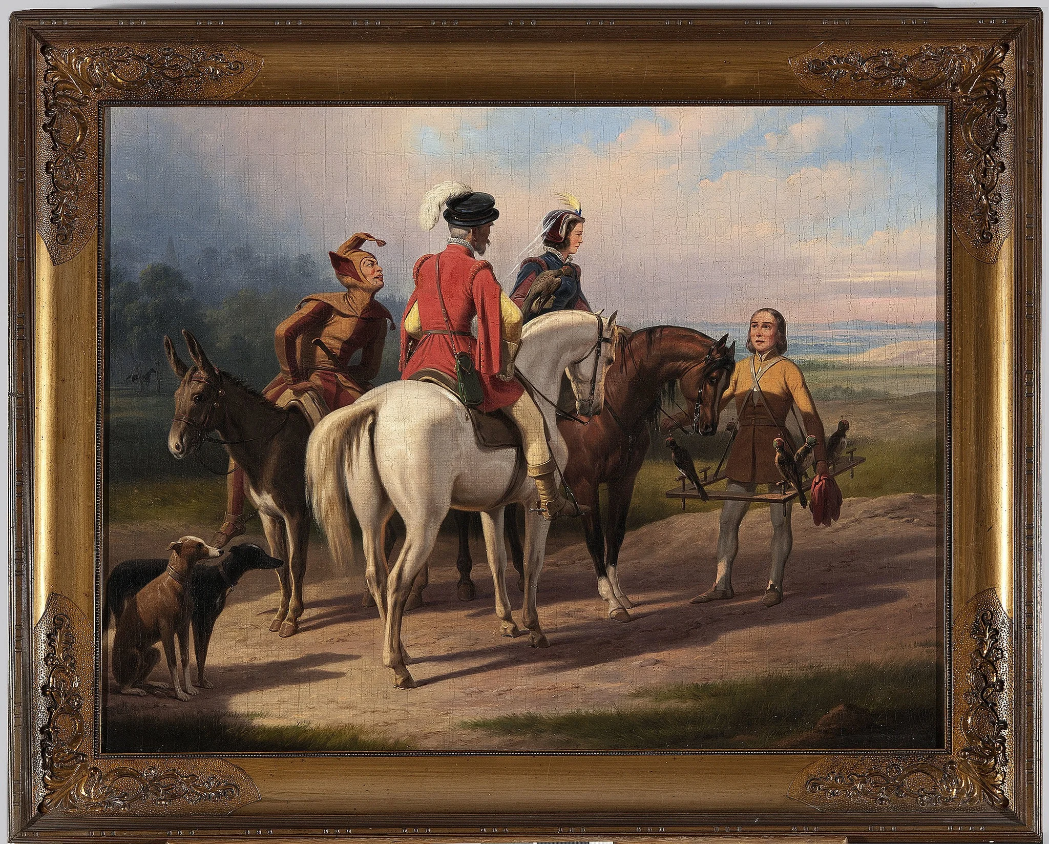 Hunting with falcons, detail