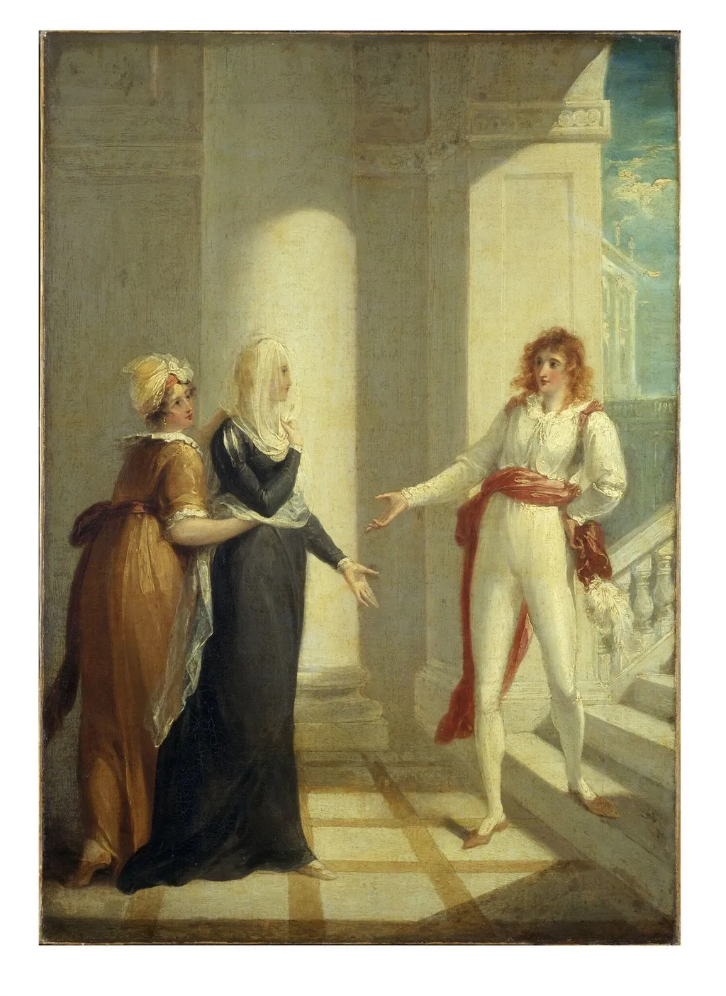 Scene from <font -i>Twelfth Night</font -i>: Maria, Olivia, Viola, by William Hamilton, oil, 1789