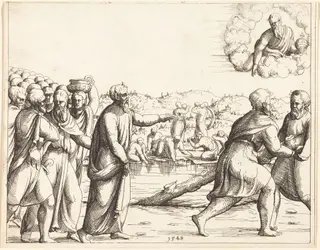 The Lord Sweetens the Waters of Marah, by Augustin Hirschvogel, ink, 1528