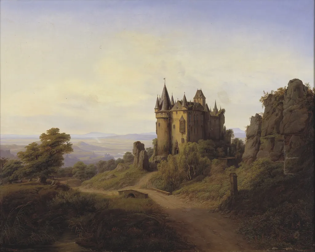 Slottet Büresheim ved Eifelfloden, by Frederik Sødring, oil, 1838
