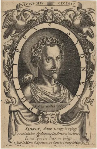 Sir Philip Sidney, Soldier and Poet, by Jean de Courbes, ink, 1625