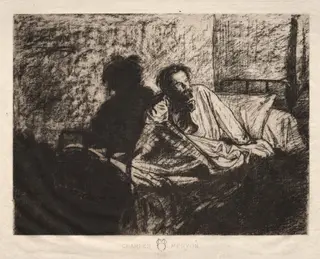 Portrait of Meryon Sitting Up in Bed, by Léopold Flameng, 1858