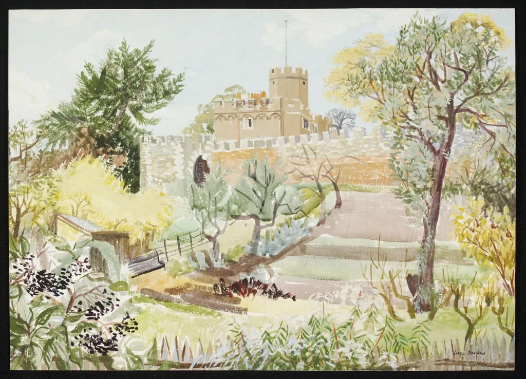 Hertford Castle, by Hawkins, watercolor